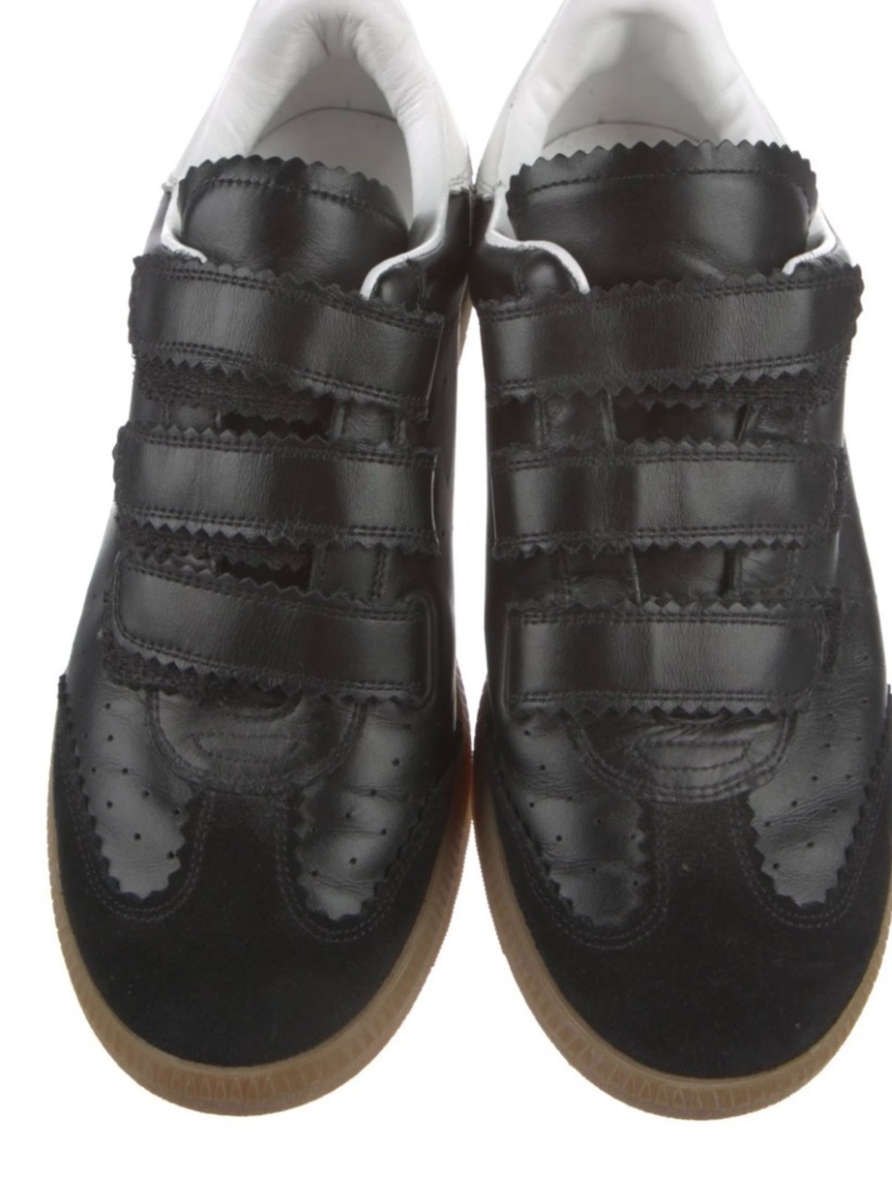 Isabel Marant Black Leather Velcro BETH Sneakers with Gum Sole